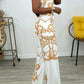 Two Piece Set  Print Crop Top and Wide Leg Pants