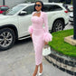 Collar Feather Full Sleeve High Waist Vestidos