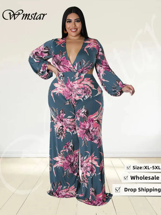 Plus Size Jumpsuit  Print One Piece