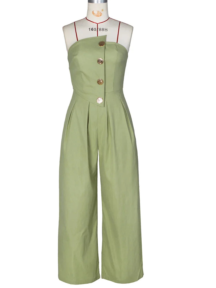 Ruched Strapless Wide Legs Jumpsuits