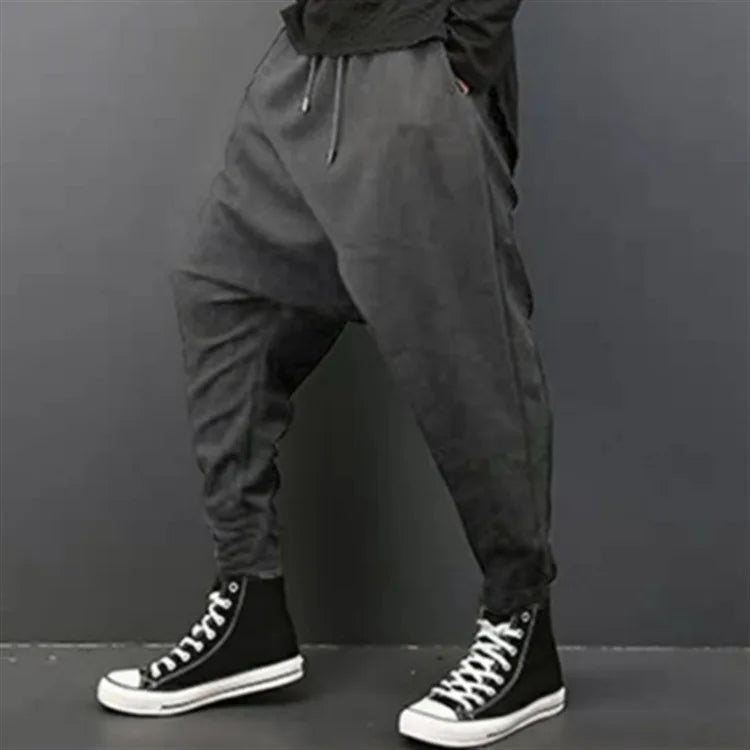 Irregular Loose Solid Drawstring Cross-pants