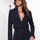 Two Piece Long Sleeve Suit & High Waist Wide Leg Pants