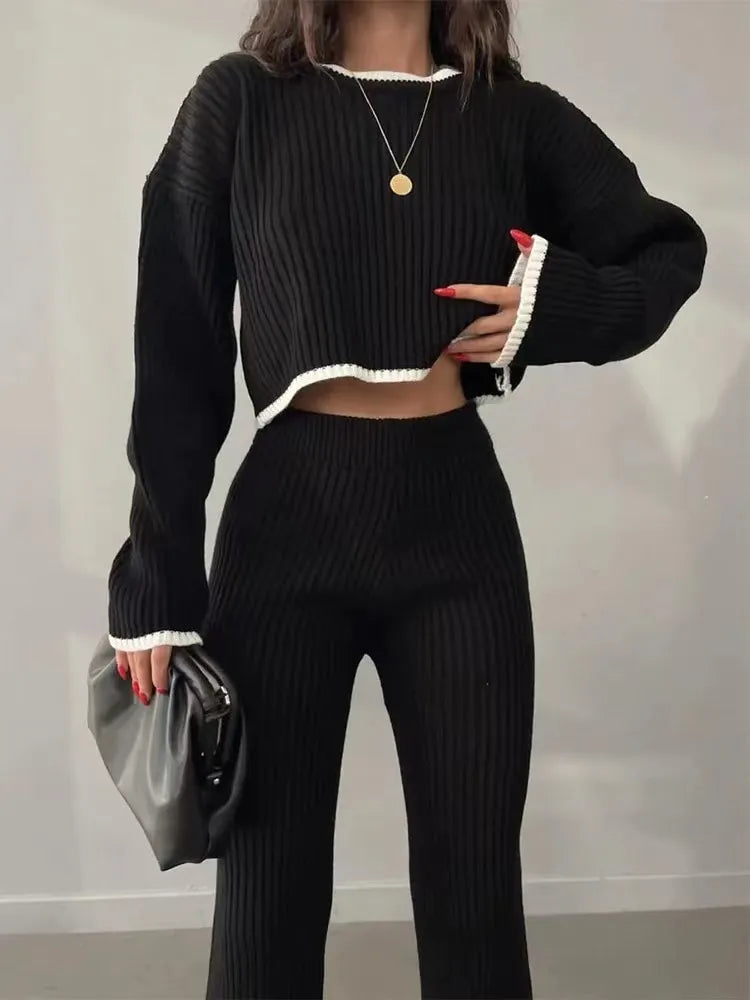 2 Pieces Women's Outfit Sets Knitted Tracksuit - JELESACK