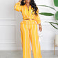 Printed Striped Shirt & Loose Straight Trousers