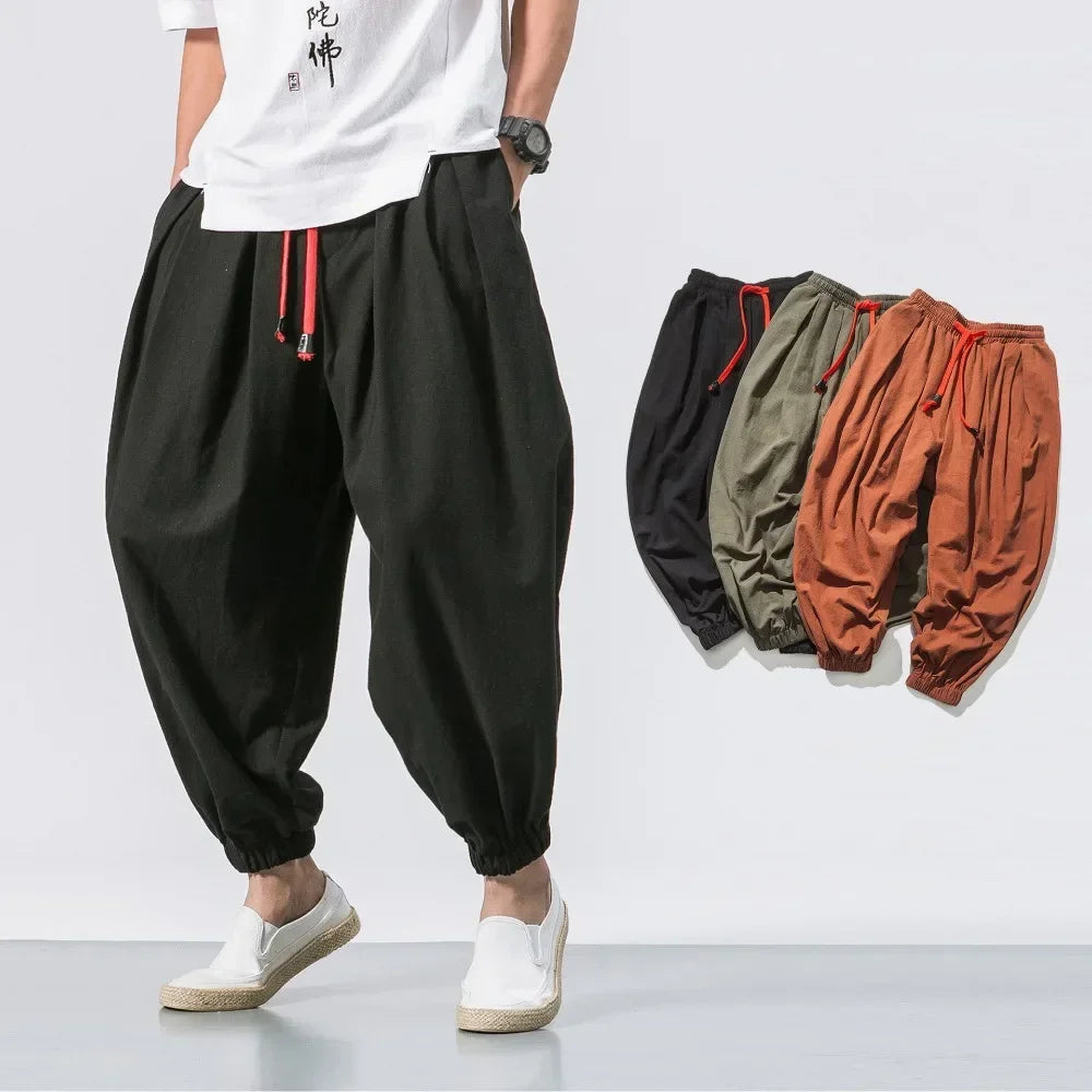 Loose Oversized Style Cotton and Linen Pants