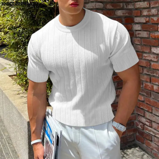 New Men Knitted O-Neck Well Fitting T-shirts - JELESACK