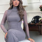 Two Layer Mesh Sheer Long Sleeve Dress