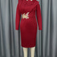 Long Sleeves with Lace Appliques Sheath Classy Dress.