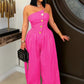 Ruched Strapless Wide Legs Jumpsuits