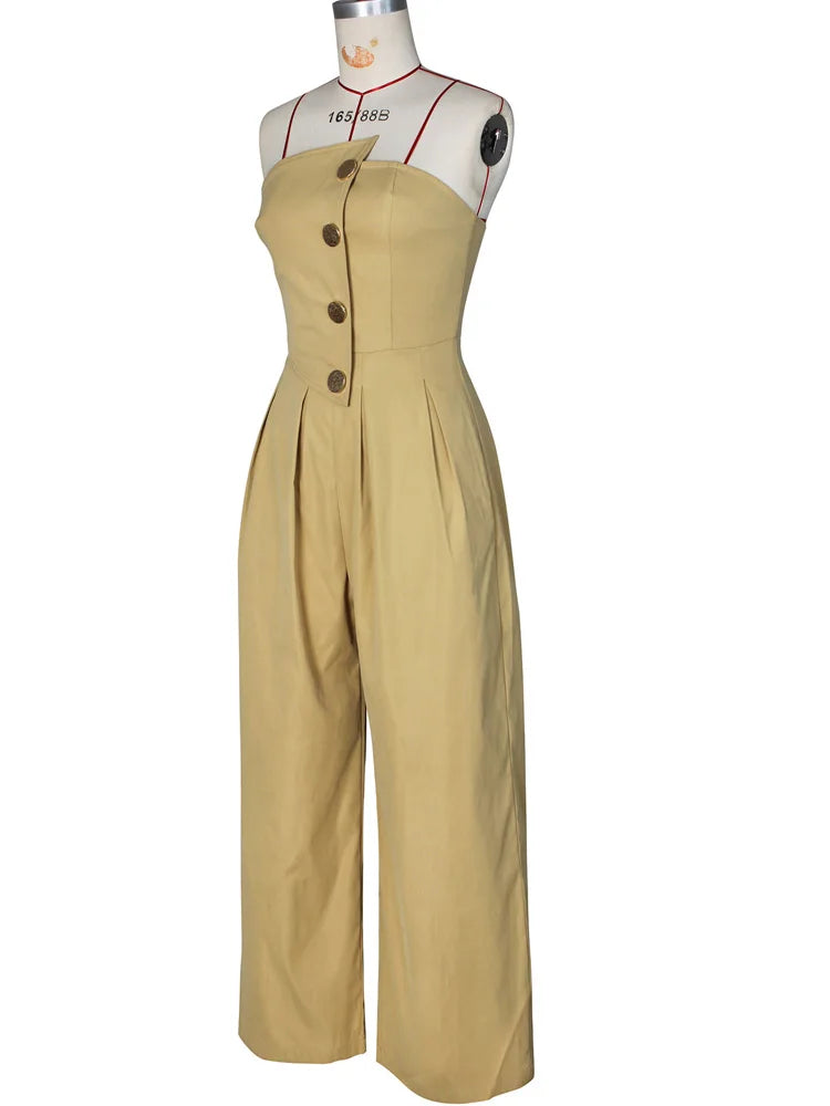 Ruched Strapless Wide Legs Jumpsuits