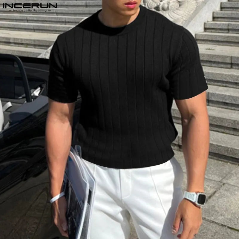 New Men Knitted O-Neck Well Fitting T-shirts - JELESACK