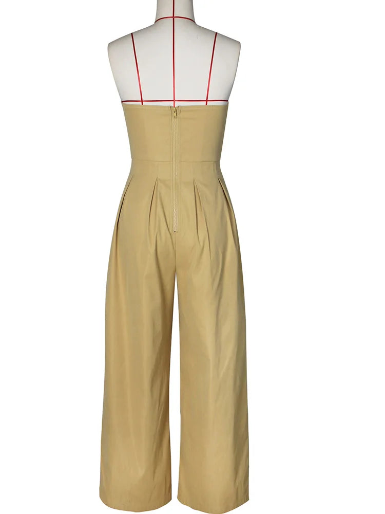 Ruched Strapless Wide Legs Jumpsuits
