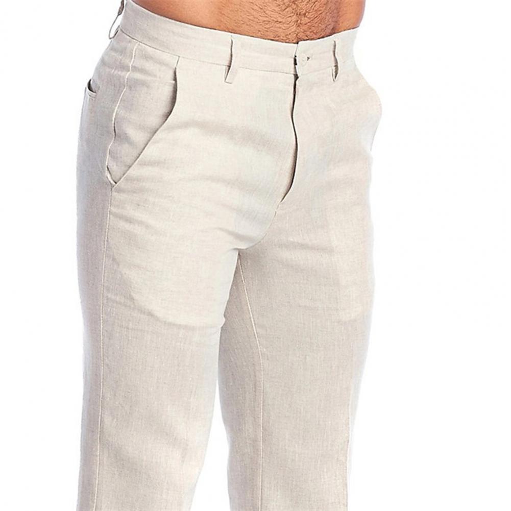 Stand Pocket Casual Linen Pants