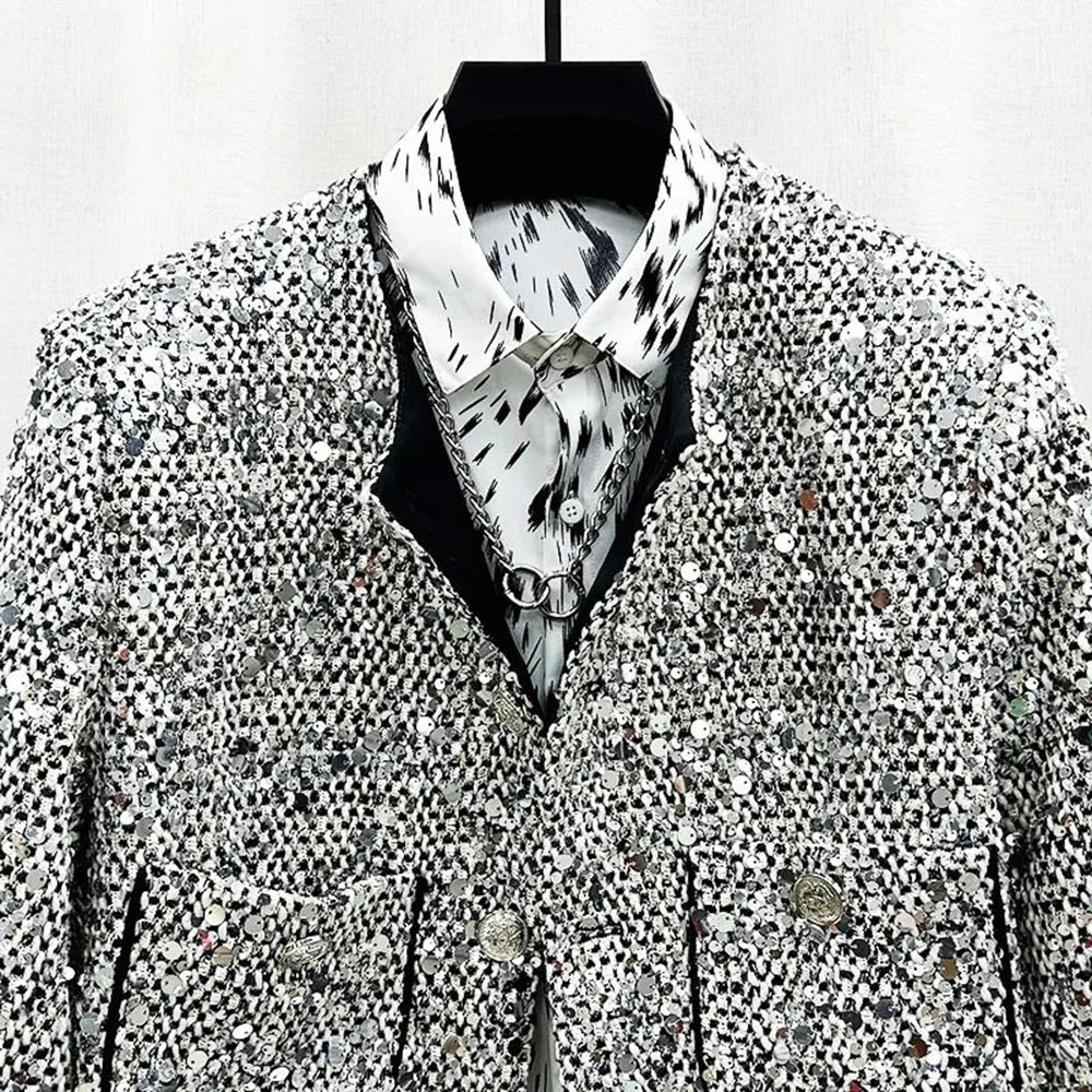 Men Fish Scale Sequin  Jacket