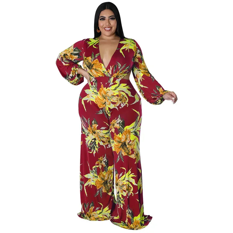 Plus Size Jumpsuit  Print One Piece