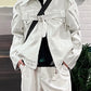 Short White Pu Leather Jacket