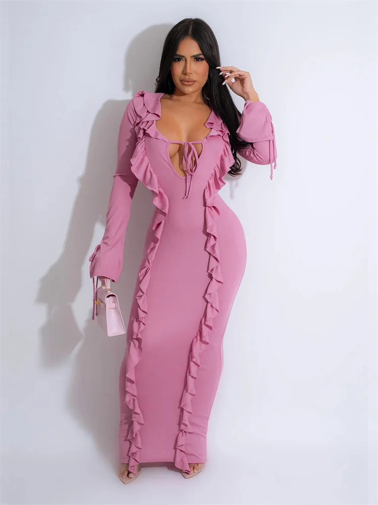 High Waist Streetwear Long Party Dress