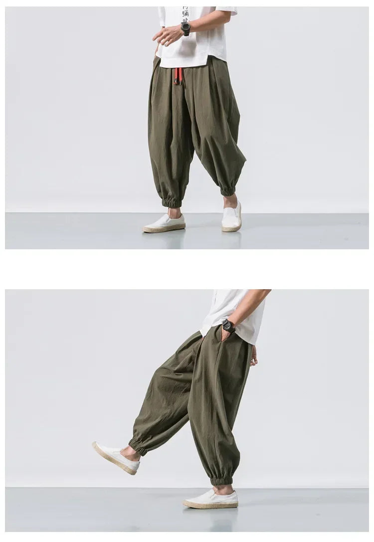 Loose Oversized Style Cotton and Linen Pants