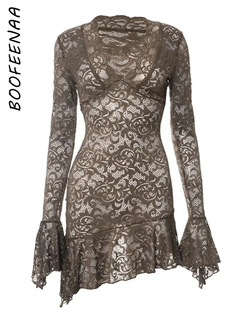 See Through Lace Dress - JELESACK