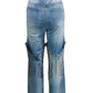 Embroidery Denim High Waist Straight Leg Jeans