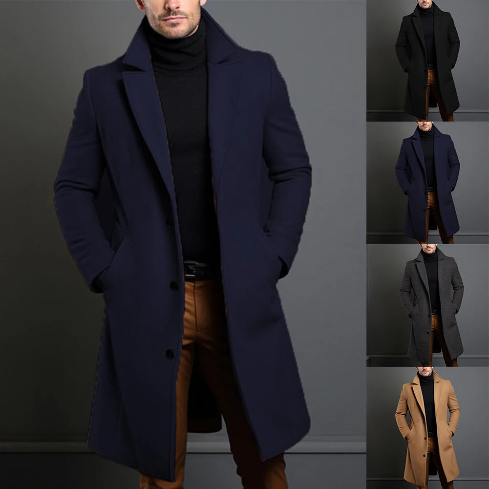 Warm Single Breasted Long Sleeve Trench Coat - JELESACK