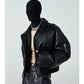 Winter Short Thick Warm Black Pu Leather Jacket