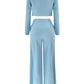 Two Piece Long Sleeve Suit & High Waist Wide Leg Pants