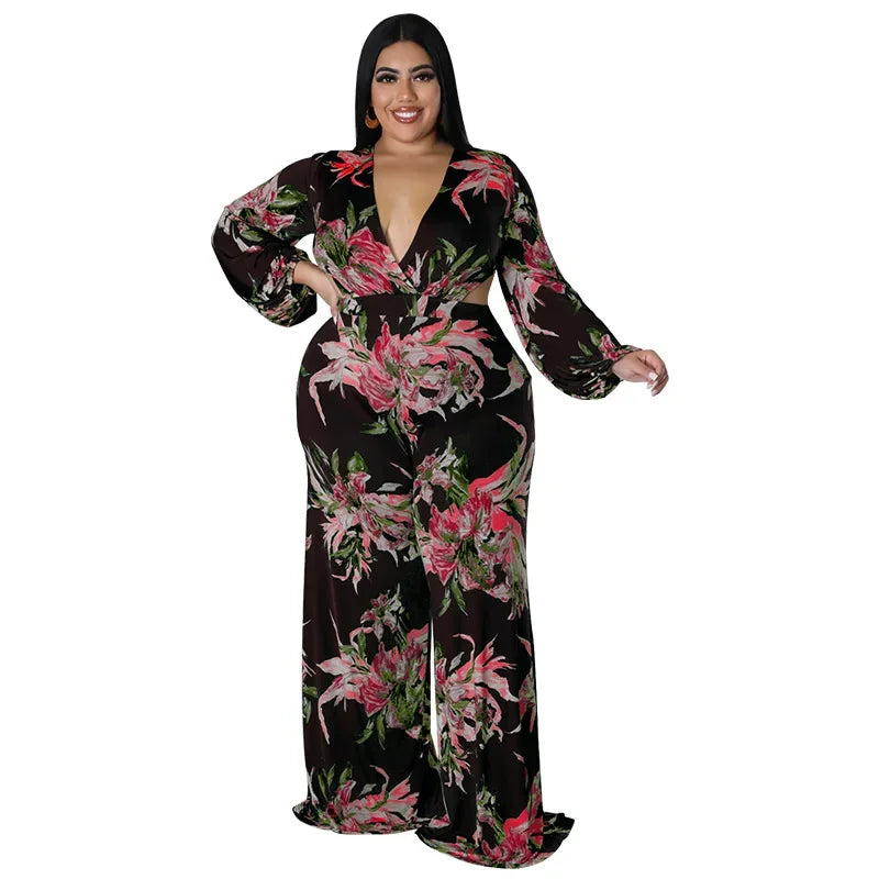 Plus Size Jumpsuit  Print One Piece