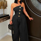 Ruched Strapless Wide Legs Jumpsuits