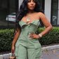 Strapless Button up Denim Romper