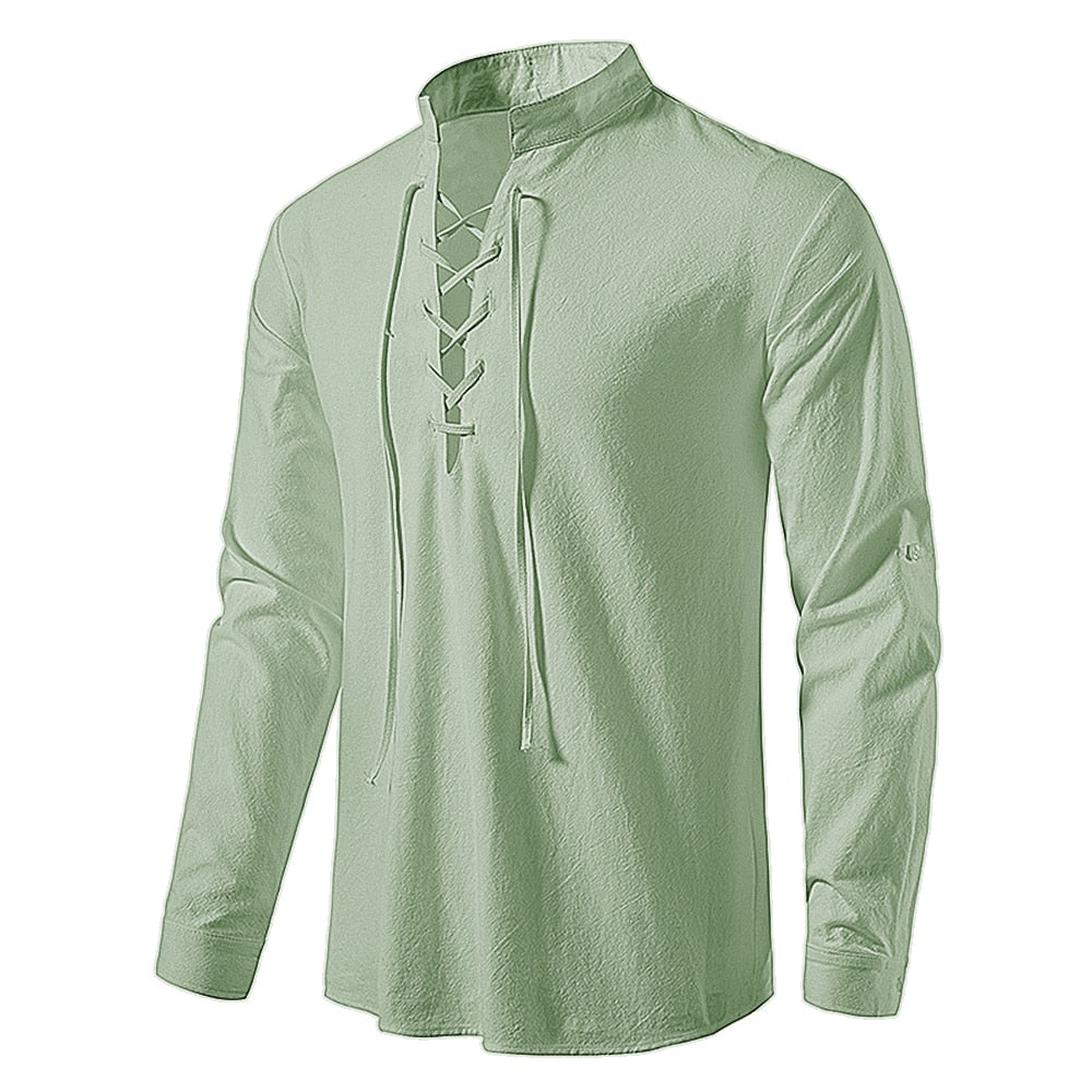 New Men's Casual Blouse Cotton Linen Shirt - JELESACK