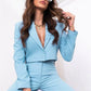 Two Piece Long Sleeve Suit & High Waist Wide Leg Pants