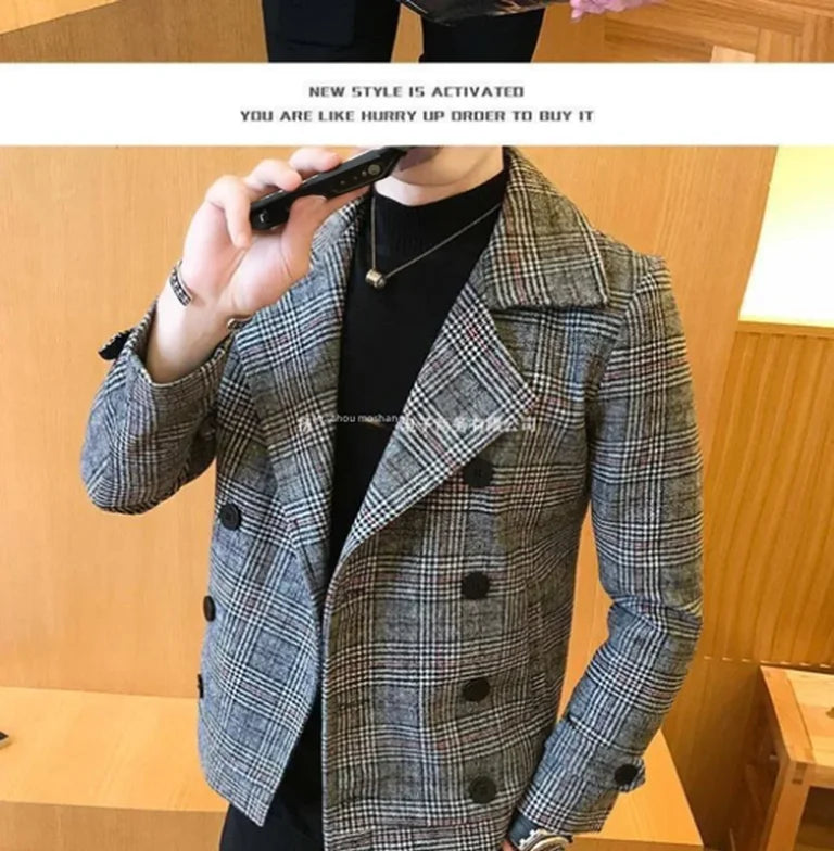 Thick Short Wool Coat Trendy Slim Fit Double Row Button