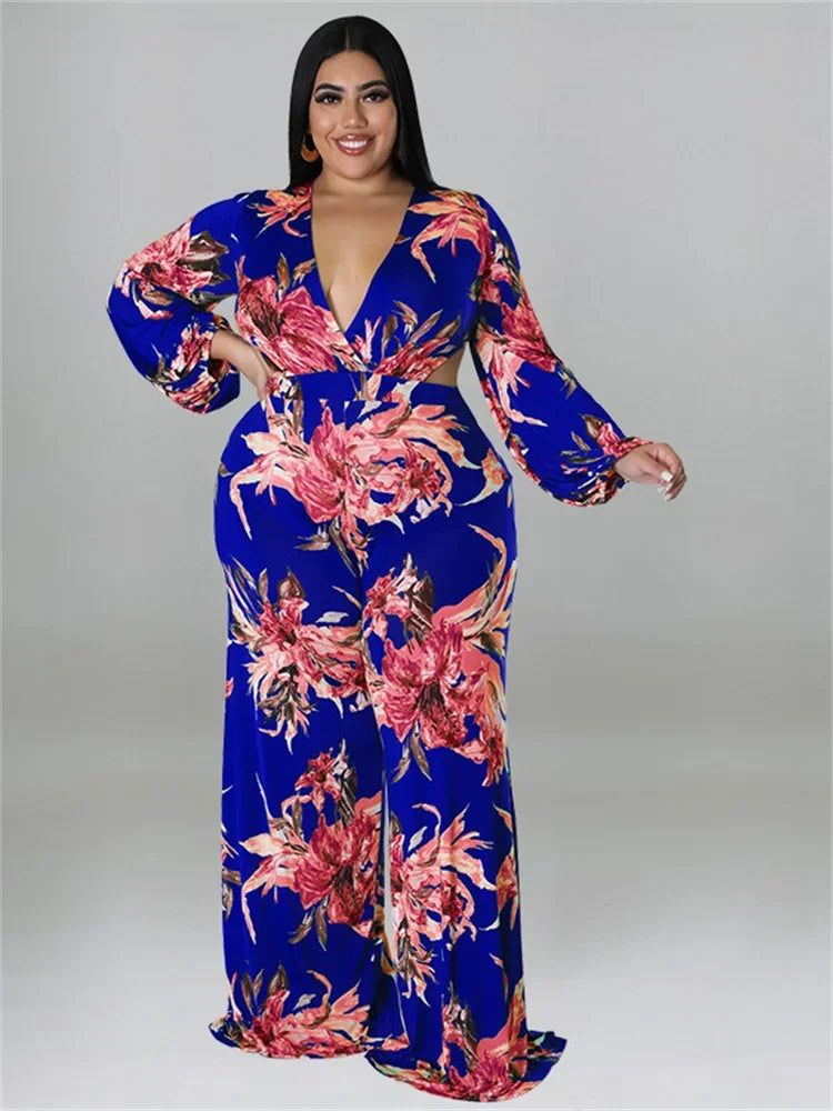 Plus Size Jumpsuit  Print One Piece