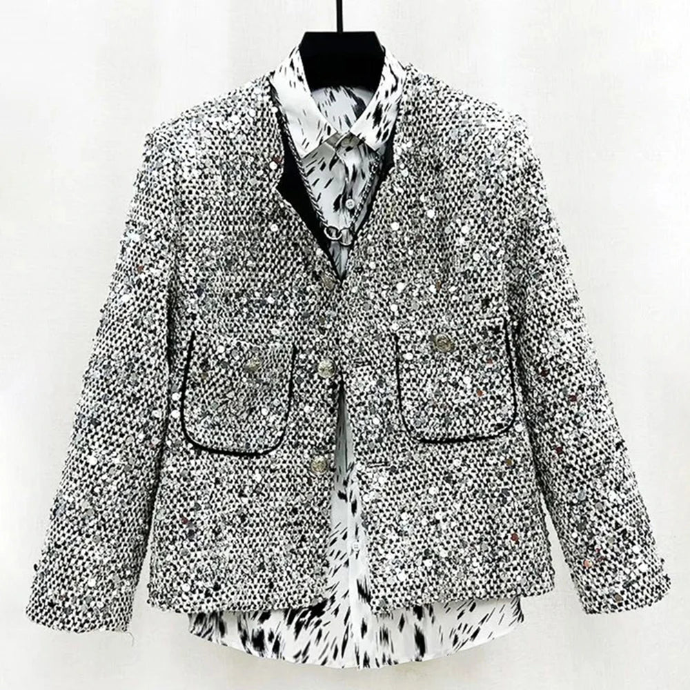 Men Fish Scale Sequin  Jacket