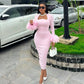 Collar Feather Full Sleeve High Waist Vestidos