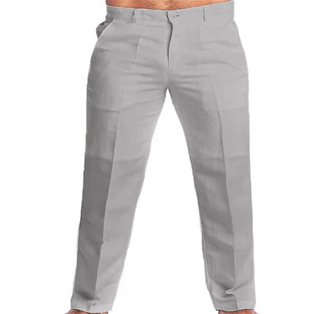 Stand Pocket Casual Linen Pants