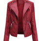 Faux Women's Leather Jackets Long Sleeve - JELESACK