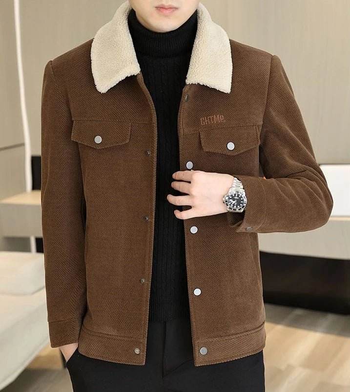 Thick Corduroy Men's Coats Winter Fleeced