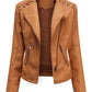 Faux Women's Leather Jackets Long Sleeve - JELESACK