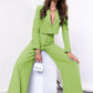 Two Piece Long Sleeve Suit & High Waist Wide Leg Pants