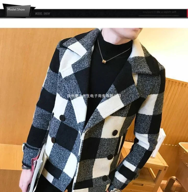 Thick Short Wool Coat Trendy Slim Fit Double Row Button