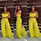 Outfits 2pc Boho Pant Sets Ruffled Two Pieces