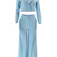 Two Piece Long Sleeve Suit & High Waist Wide Leg Pants