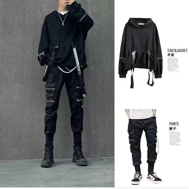 Men's Set Black Hoodies +Pants - JELESACK