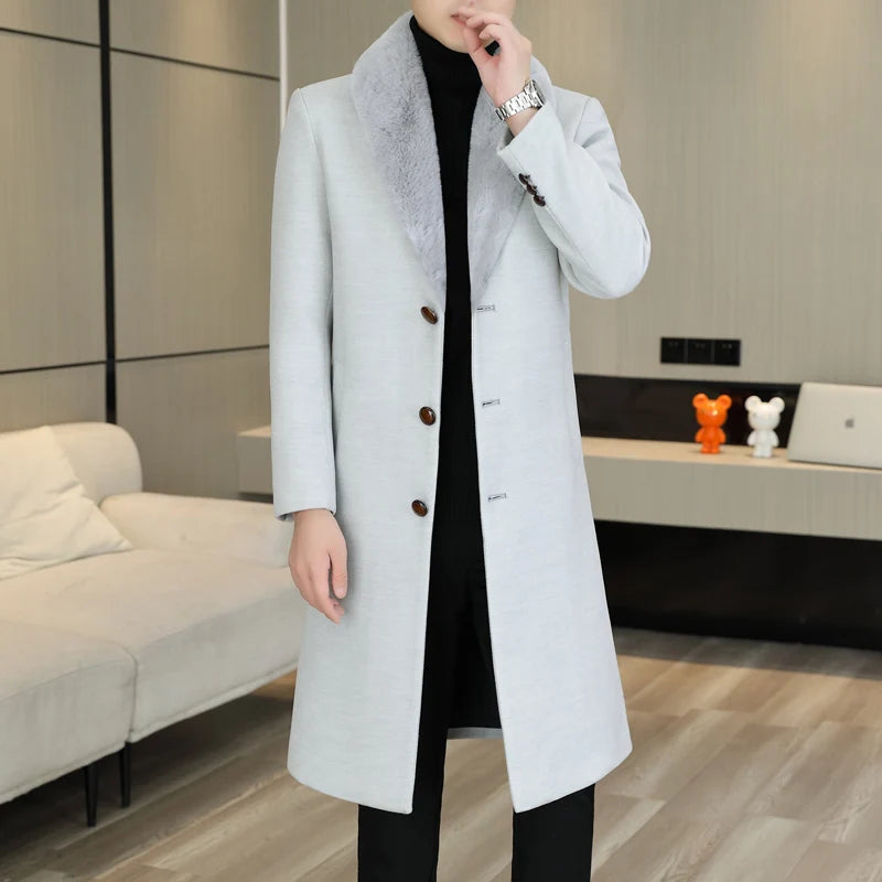 High-end Fur Collar Wool Coat - JELESACK