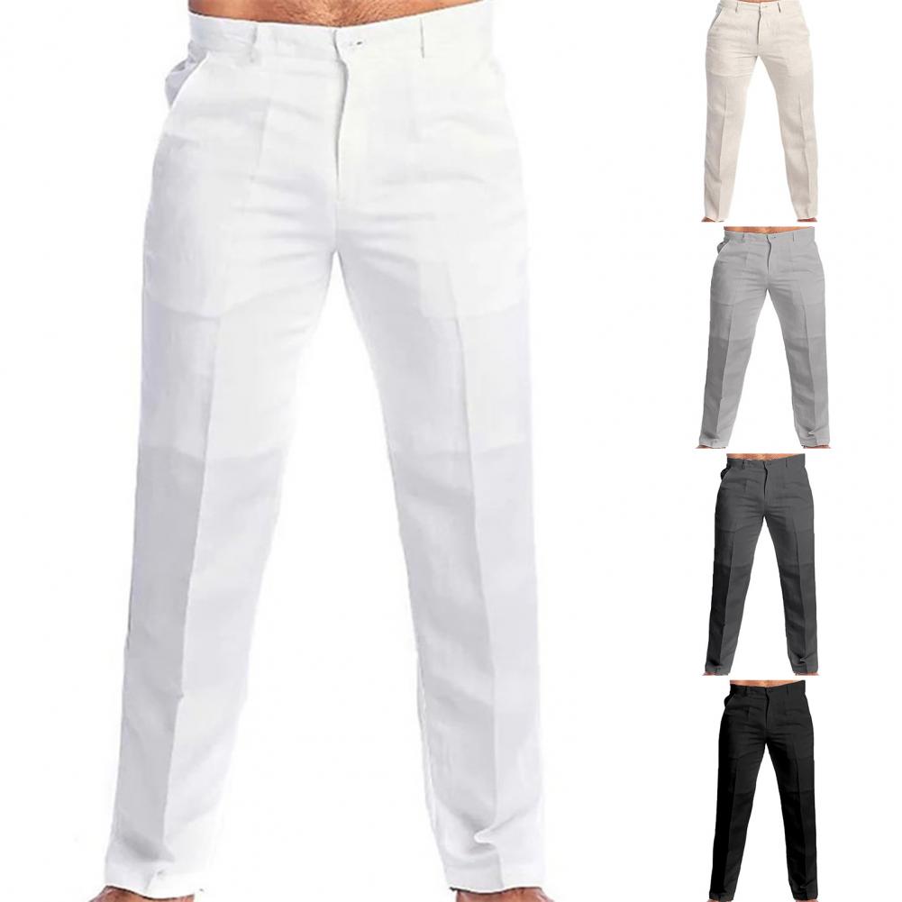 Stand Pocket Casual Linen Pants