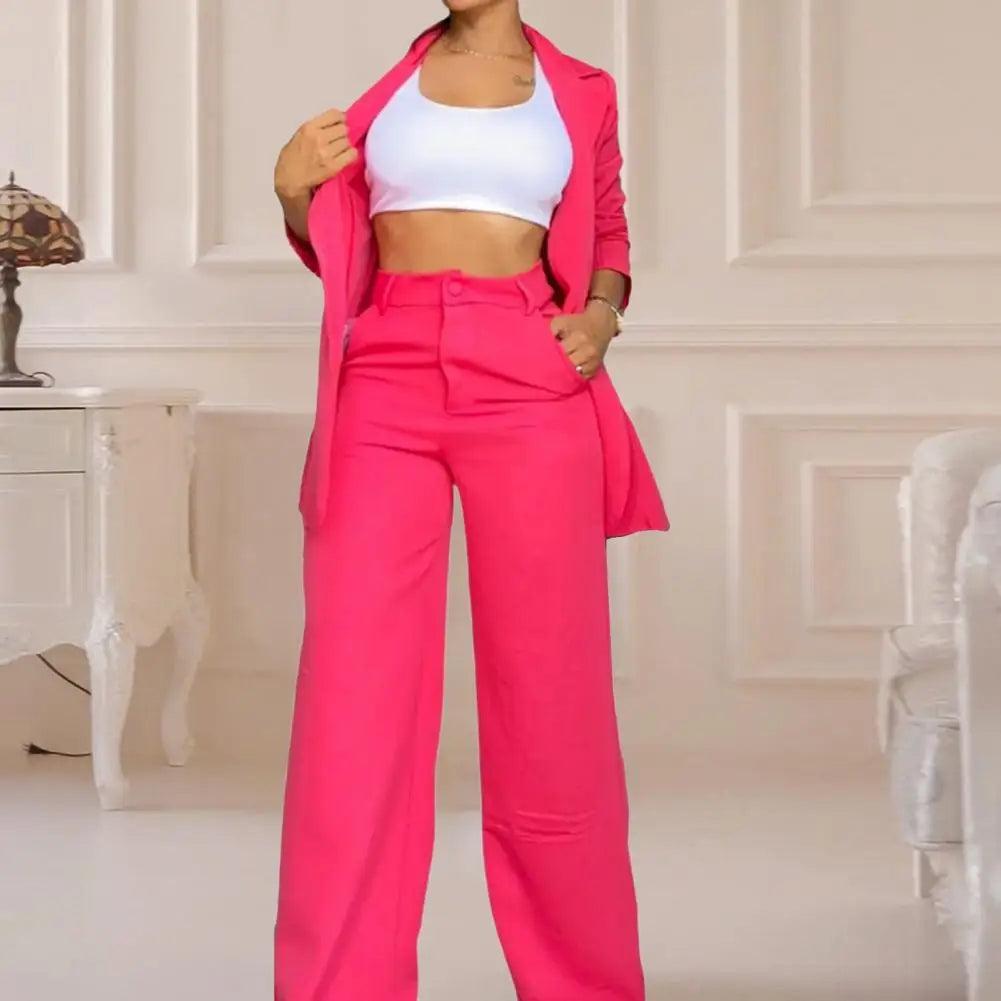 Elegant Blazer & Pants Two Piece Set Female Outfits