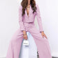 Two Piece Long Sleeve Suit & High Waist Wide Leg Pants