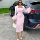 Collar Feather Full Sleeve High Waist Vestidos